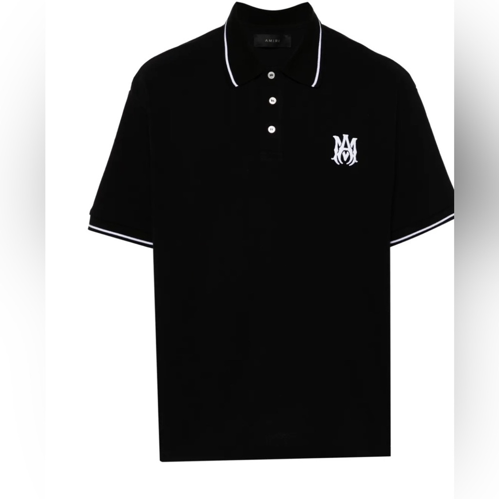 AMIRI Black Polo Shirt with White Accents